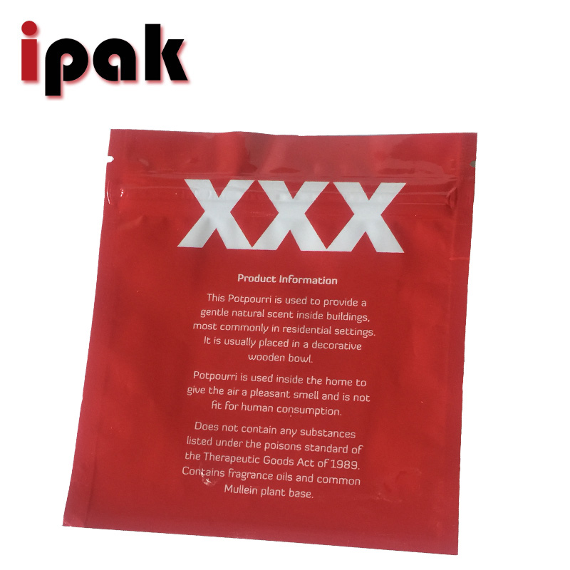 China Supplier Heat Seal Custom Logo Resealable Foil Tobacco Zipper Packaging Bag