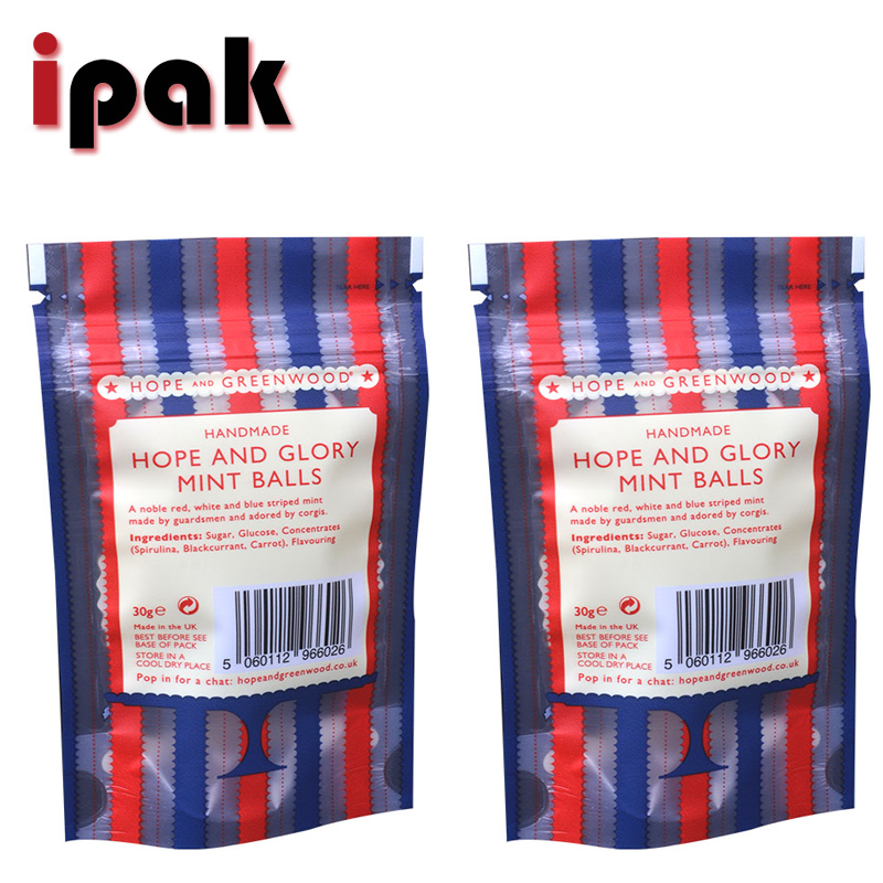 Manufacturer Custom Printed Matte Stand Up Foil Candy Food Packaging Bag With Zipper